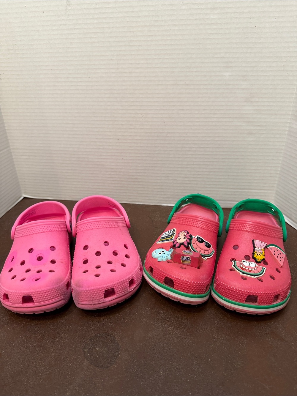Kids Crocs Classic Pink Slip-On Clogs - 2 pairs, size youth 13